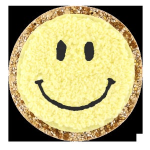 Mehrfarbiges Smiley-Gesicht mit schwarzem Lächeln / Augen Varsity Patches Clip Art Bild 3