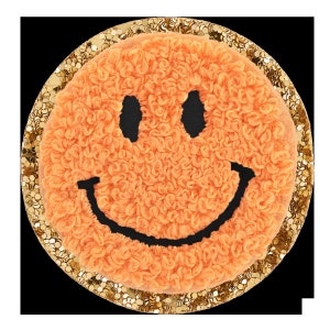 Mehrfarbiges Smiley-Gesicht mit schwarzem Lächeln / Augen Varsity Patches Clip Art Bild 10