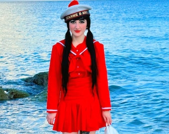 60s Red French Sailor Outfit