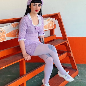 Lilac Gingham Bow Dress