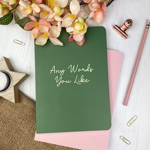 Any Words You Like, A5, Bespoke Soft Back Notebook, Foil Print, Personalised Notebook, Make Notes, Organisation, Journal, Script
