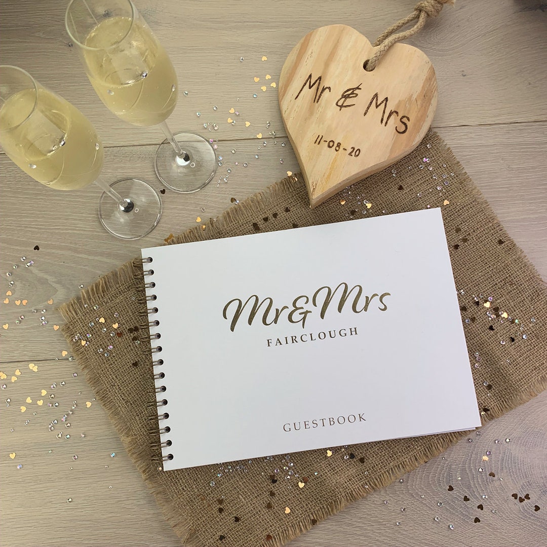 A4 Hardbacked Foil Print Titles Wedding Guest Book, Guest Book, Gift, Party, Personalised
