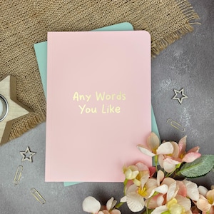 Any Words You Like, A5, Personalised Notebook, Foil Print, Bespoke Soft Back Notebook, Make Notes, Organisation, Journal, Cartoon Font
