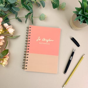 Foiled Personalised Soft Touch Notebook, Colour Block, Foil Print, Personalised Notes, A5 Size, Perfect Gift or Treat, Block B