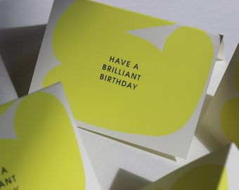 Neon hand printed birthday card