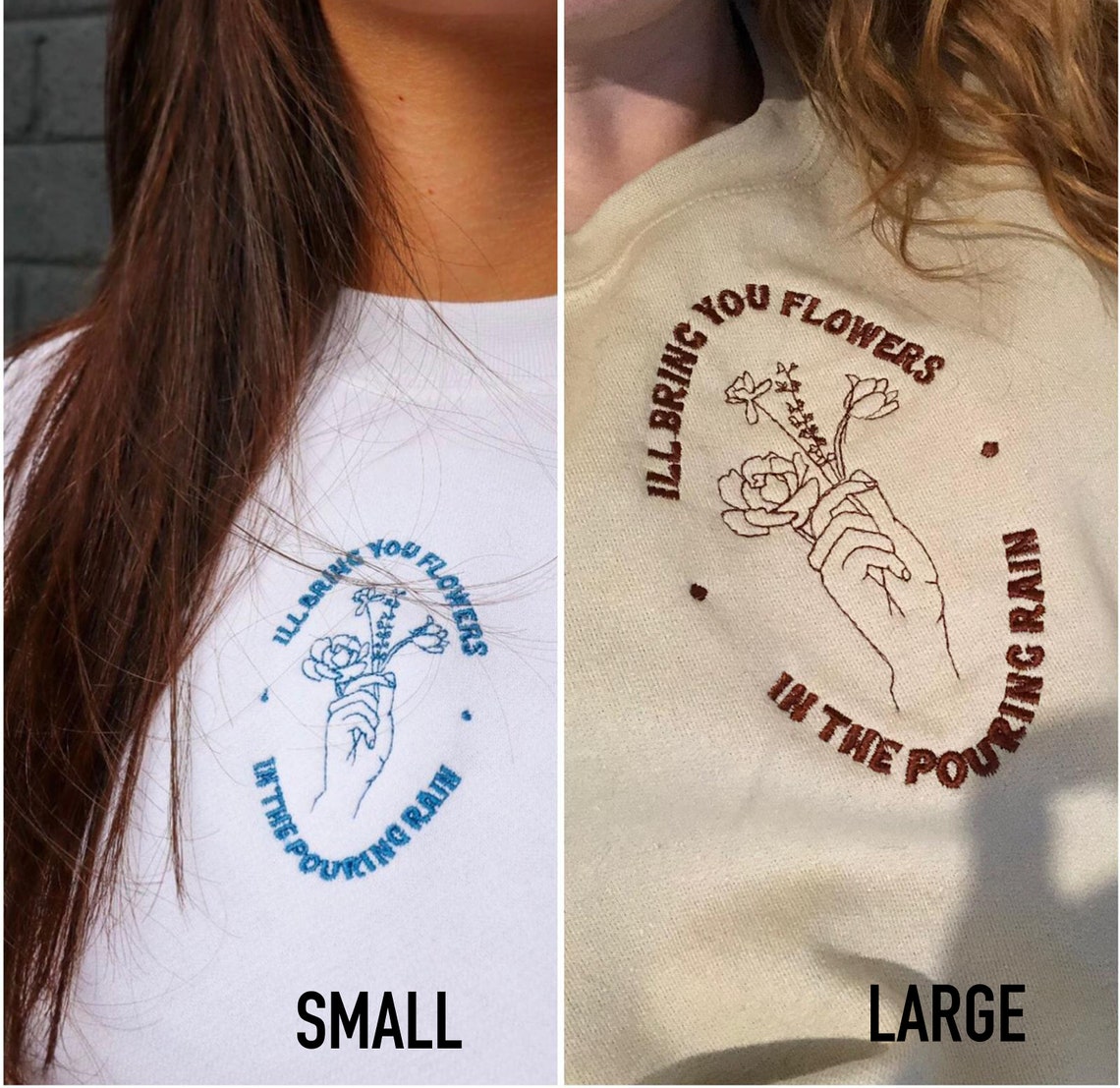 I'll bring you flowers in the pouring rain embroidered Etsy