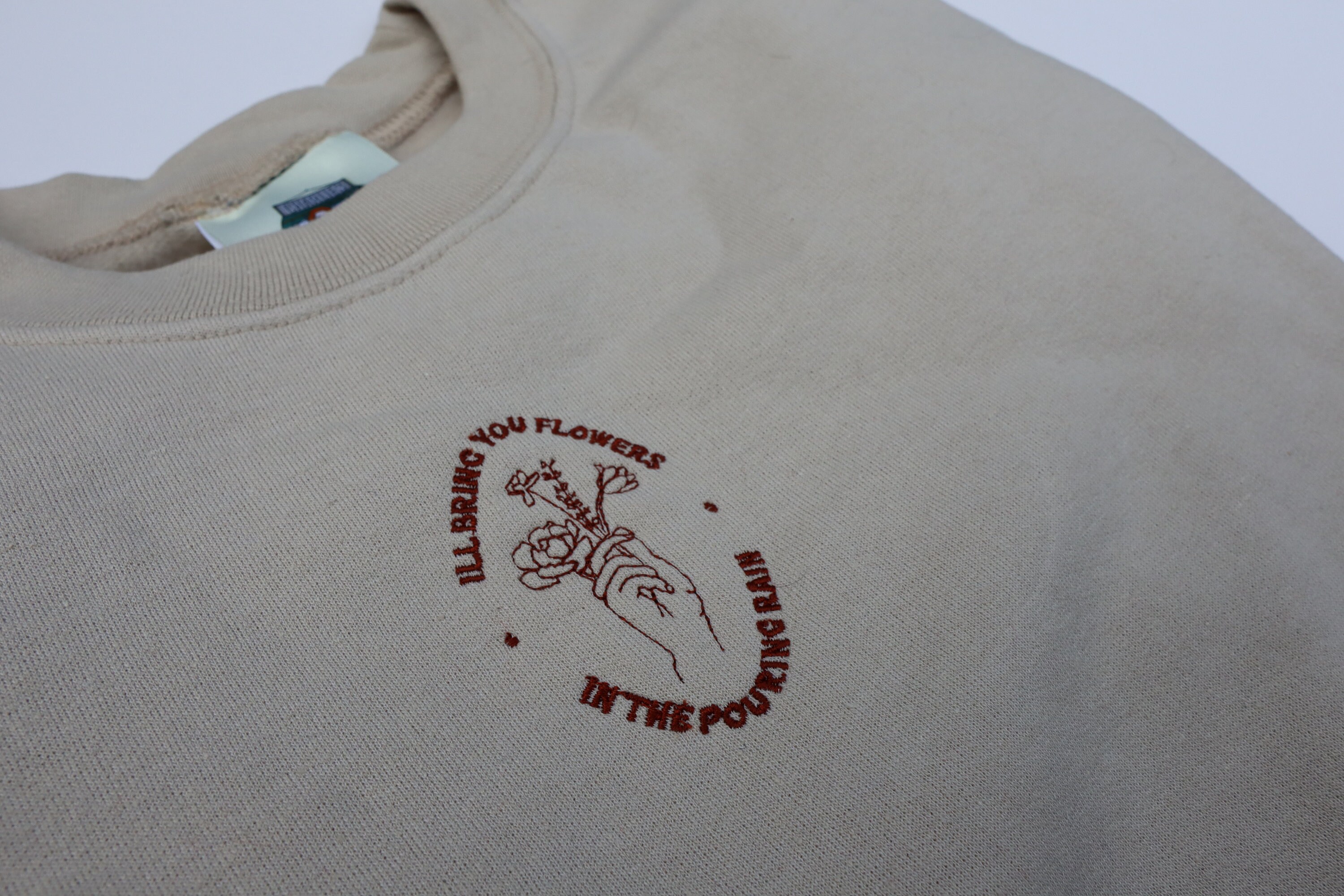 I'll bring you flowers in the pouring rain embroidered Etsy