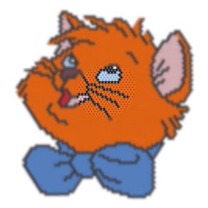 Peut inclure: Une illustration de dessin animé d'un chat orange avec un nœud papillon bleu. Le chat a une expression surprise sur son visage et un œil est grand ouvert.