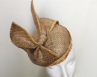 Florisbella  - Straw Pillbox with sculptured  bow