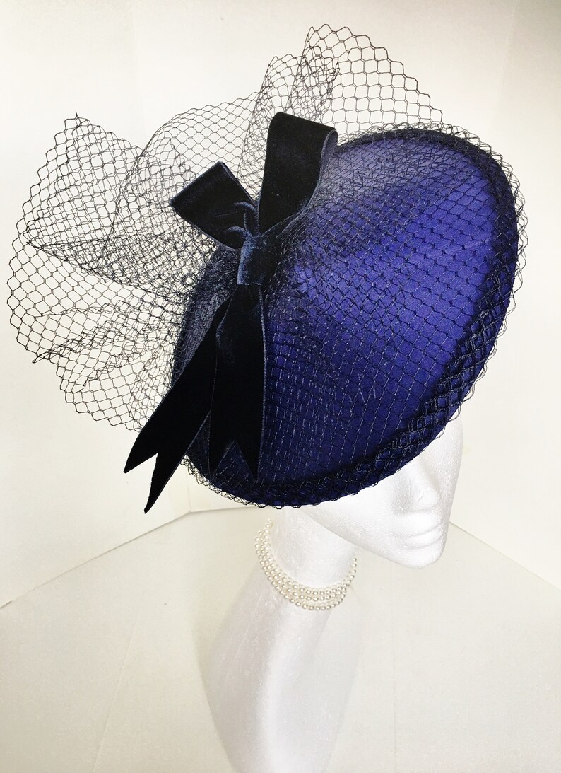 Audrey Velvet bow and veiling headpiece image 6