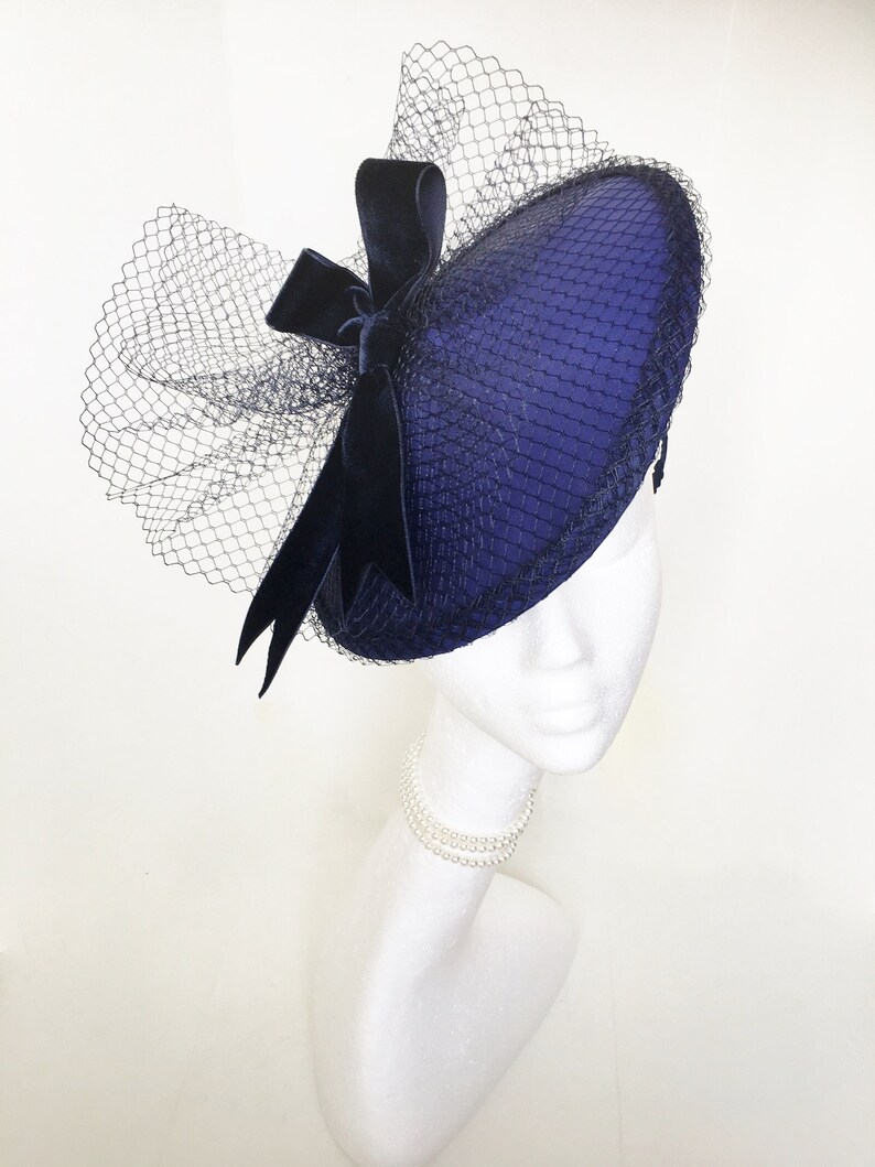 Audrey Velvet bow and veiling headpiece image 1