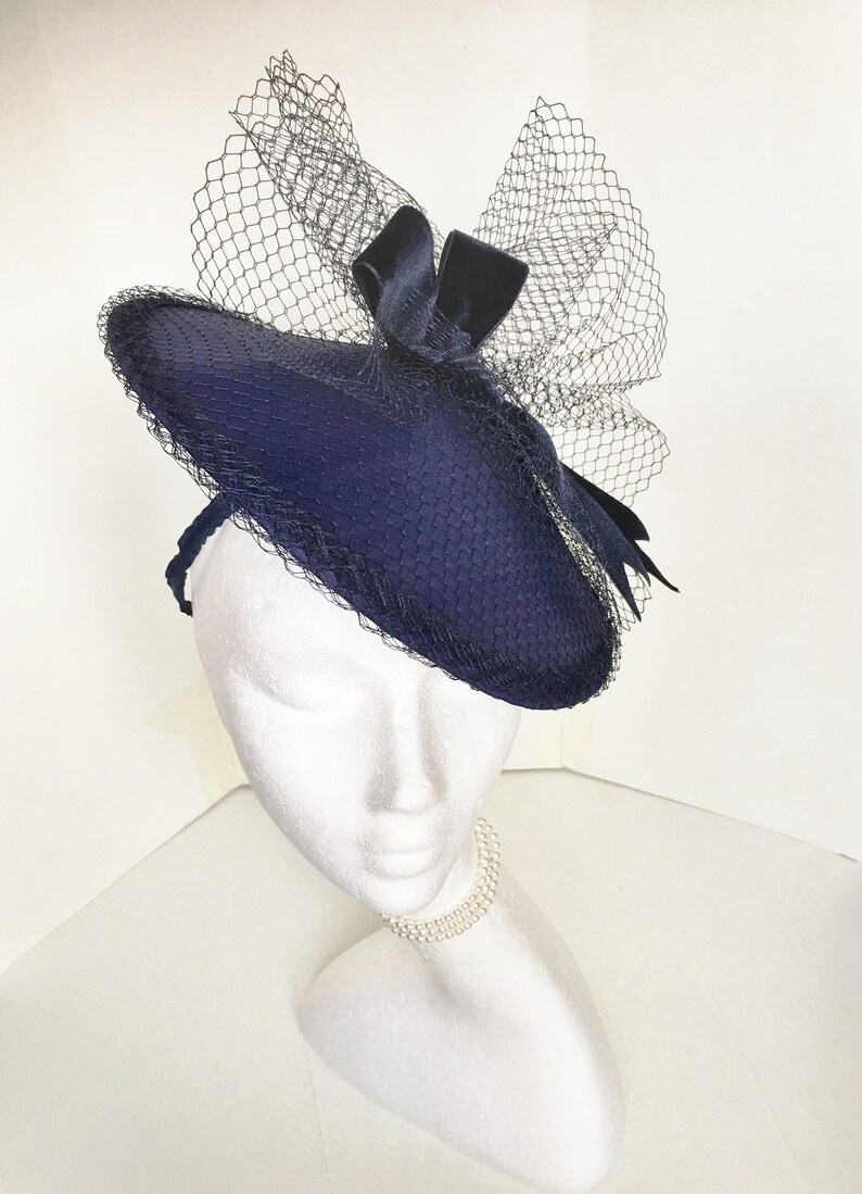 Audrey Velvet bow and veiling headpiece image 10