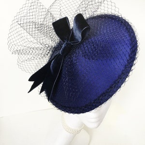 Audrey Velvet bow and veiling headpiece image 2