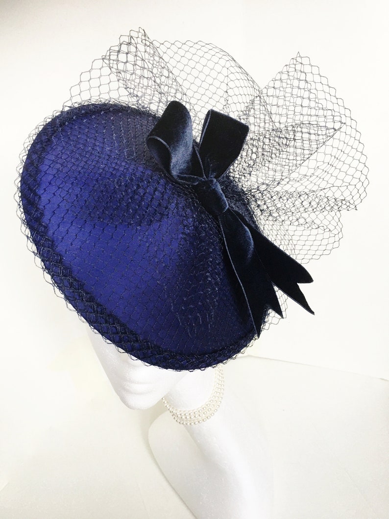 Audrey Velvet bow and veiling headpiece image 3