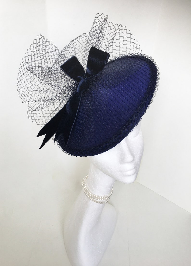 Audrey Velvet bow and veiling headpiece image 7