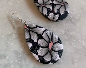 Midnight Garden Dangles | Statement Earrings, Modern Earrings, Minimalist Earrings, Polymer Clay Earrings, Modern Jewelry