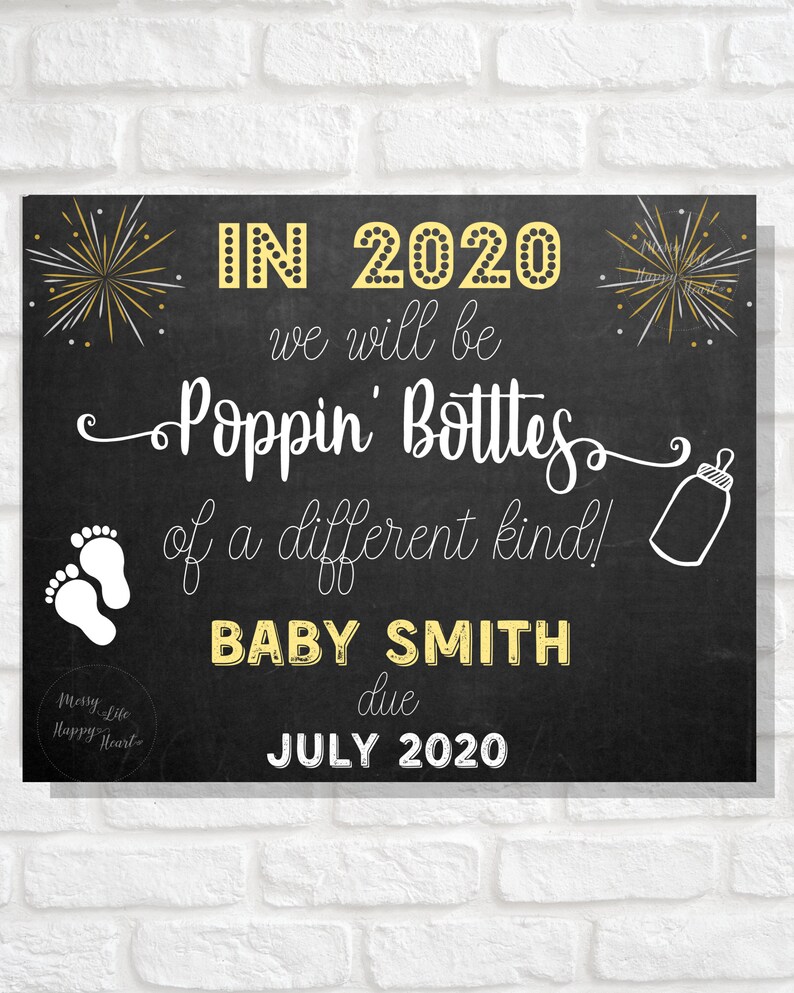 New Years Pregnancy Announcement Sign New Years Baby Etsy