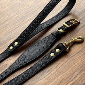 Croco Leather Dog Collar and Leash Set: Brass Hardware, Italian Greyhound Whippet . Python dog collar