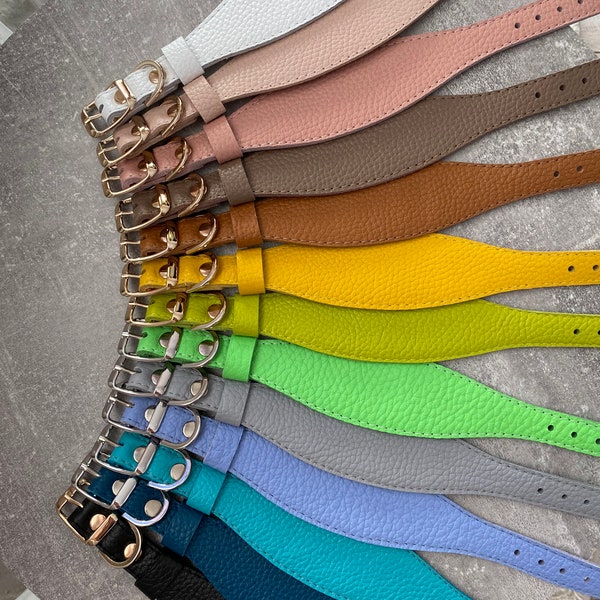 Collare largo in vera pelle per cani: collare per cuccioli di levriero italiano e whippet