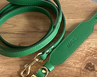 Personalized Leather Dog Collar and Leash Set: Sighthound, Italian Greyhound, Whippet