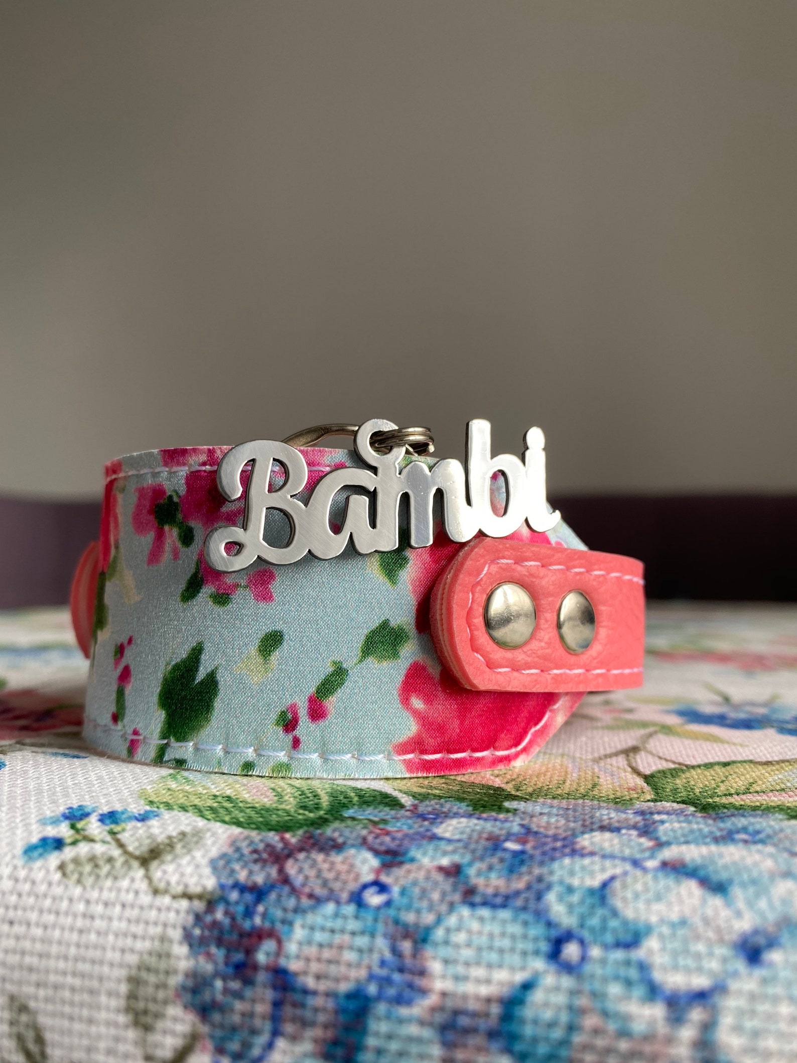 Beautiful Dog Nametag . Stainless Steel Nametag Silver Etsy