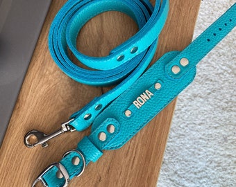 Genuine leather personalized set for Italian greyhounds and whippets .