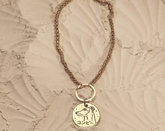 Personalized Brass Dog Chain Collar with Nametag for Small Medium Dogs