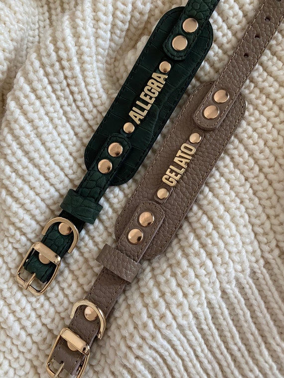 パーソナライズされた革製犬用首輪：イタリアングレーハウンド