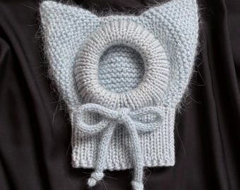 Handmade Merino Wool Dog Hat with Angora Blend
