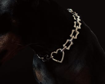 Luxury Stainless Steel Dog Chain with Heart Clasp