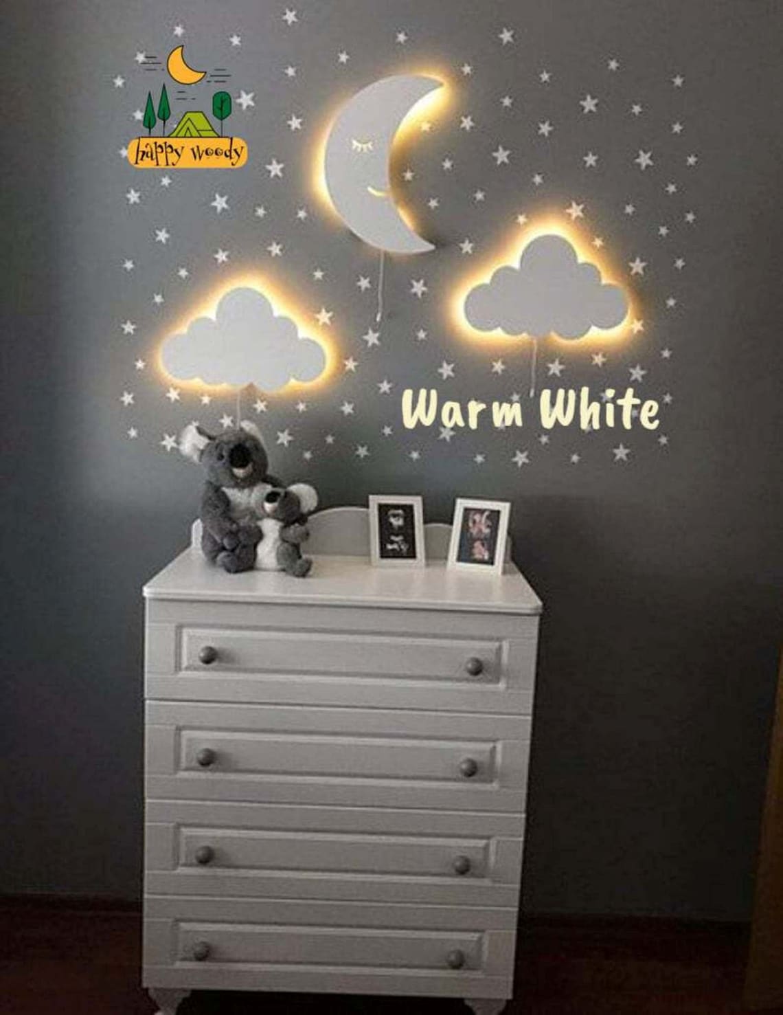 Set of 3 NURSERY WALL LIGHT / Kids and Baby Room Lighting / 1 Etsy