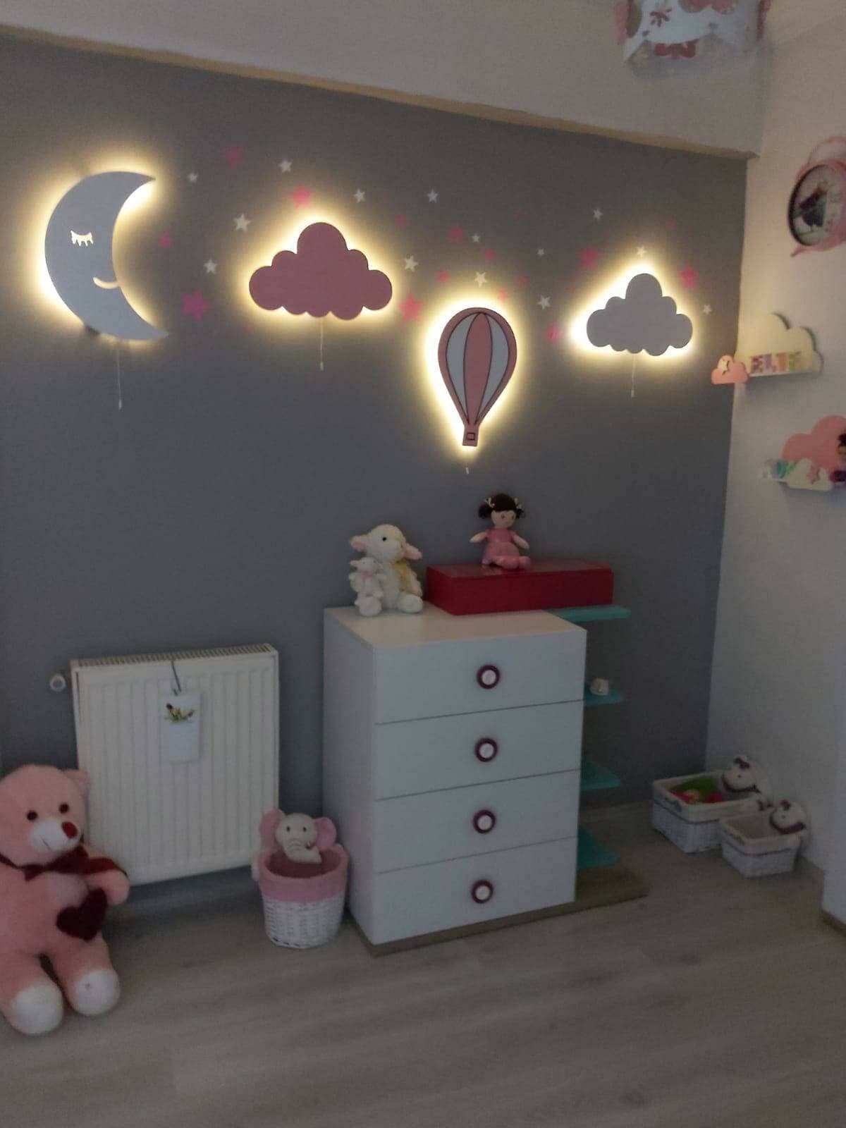 Set of 3 NURSERY WALL LIGHT / Kids Room Lighting / 1 Moon 2 Etsy