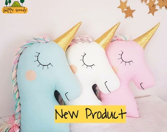 UNICORN PILLOW - PLUSHIES - Stuffed Animals - Nursery Decor - Children's Room Pillow - Kids Room Decor - Birthday Gift - Baby Room Gift