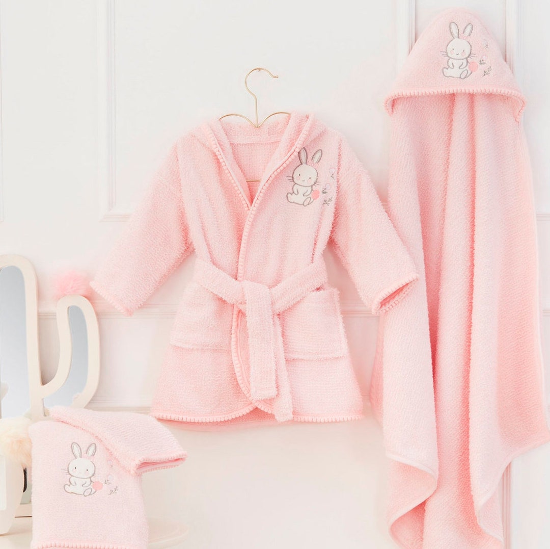 BABY BATHROBE SET 4 Pieces / 100 Organic Cotton / Newborn Gift Set / Baby Shower Gift / Baby