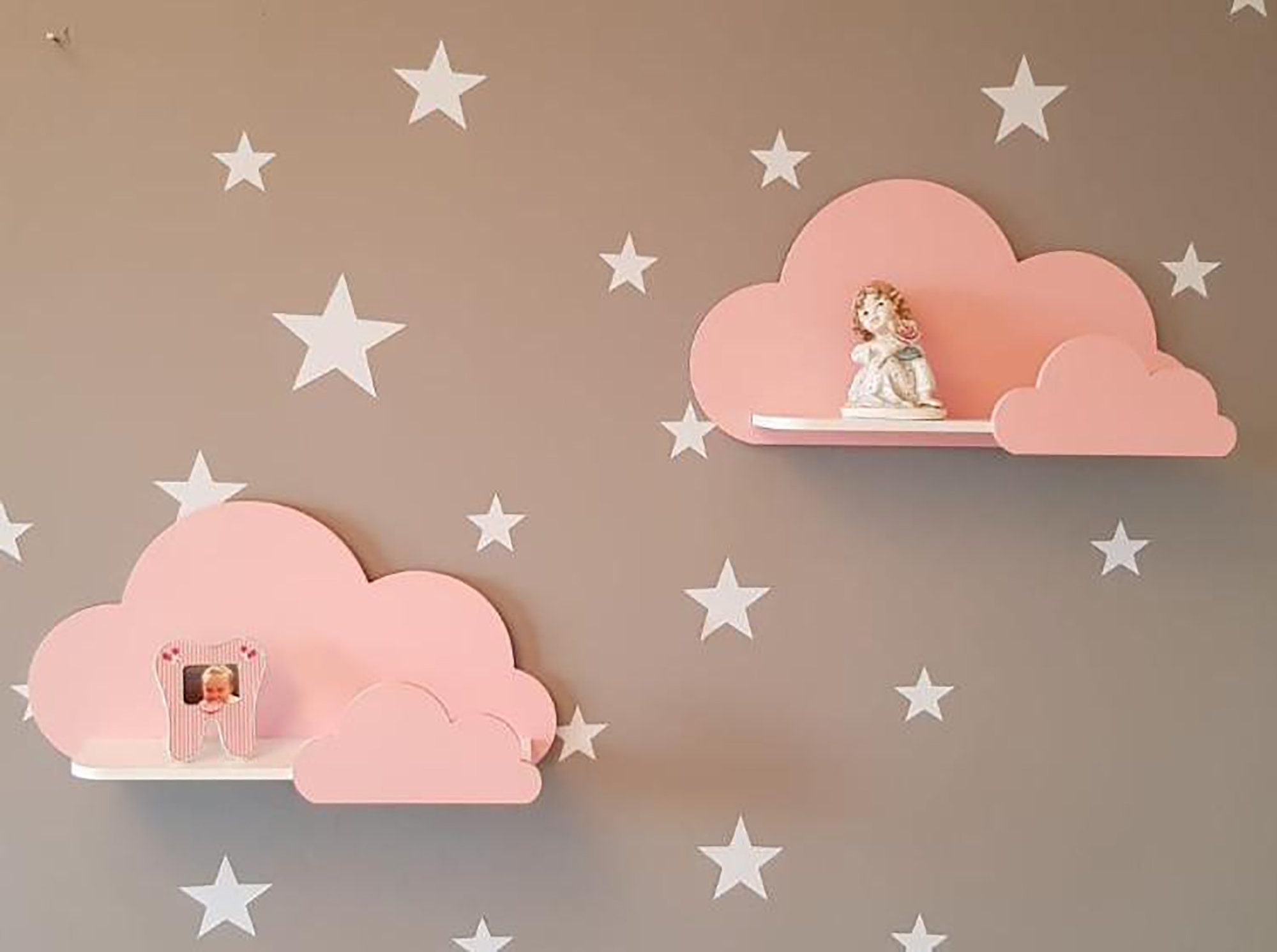 Set of 2 CLOUD SHELF FREE 50 Star Stickers / Nursery Shelves Etsy UK