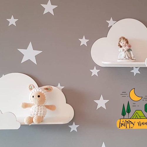 Ensemble d'étagères de chambre de bébé nuage, étagères flottantes en bois, décoration de chambre d'enfants