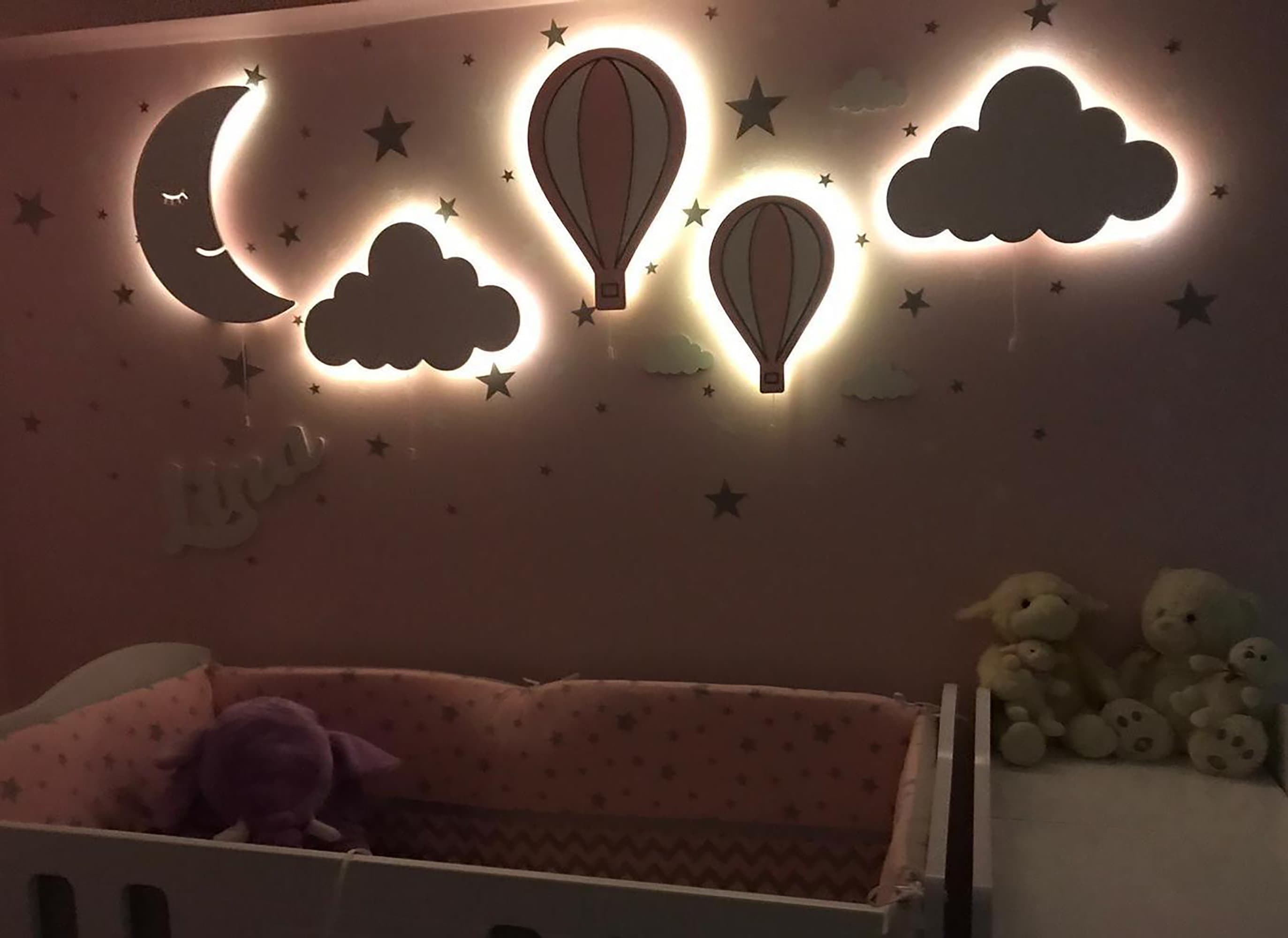 5 NURSERY LIGHTS / 1 Moon 2 Clouds 2 Hot Air -