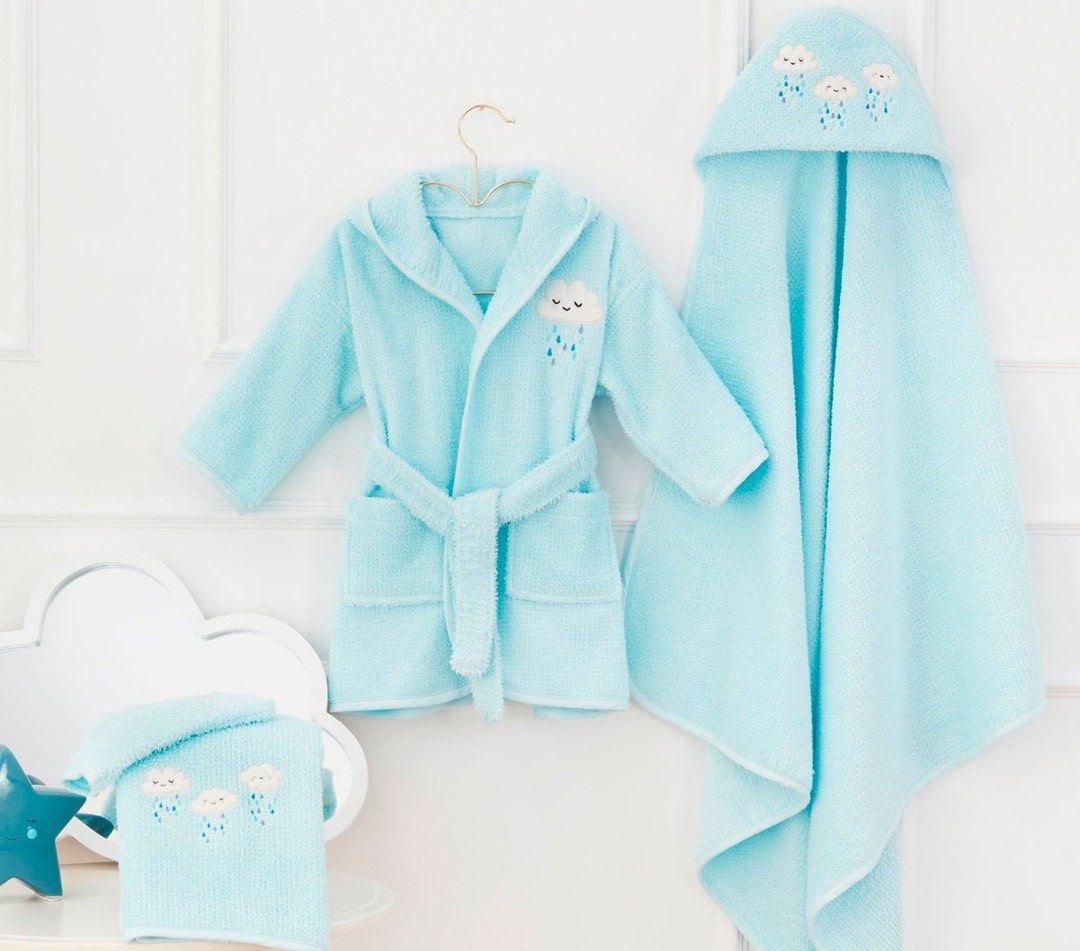 BABY BATHROBE SET 4 Pieces / 100 Organic Cotton / Newborn Gift Set