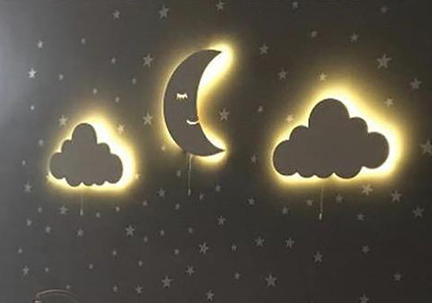 Set of 3 NURSERY WALL LIGHT / Kids and Baby Room Lighting / 1 Etsy