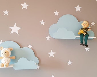 Set of 2 Cloud Shelves: Handmade Wooden Floating Nursery Decor