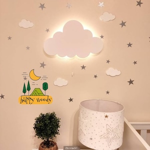 Wooden Cloud LED Night Light – Nursery Wall Decor, Kids Room