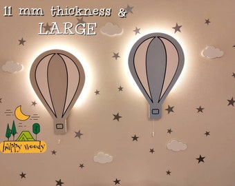 Set of 2 Hot AIR BALLOONS Wall Lights / Nursery Lighting / Baby Room Decor / Bedside Lamp / Wooden Night lights