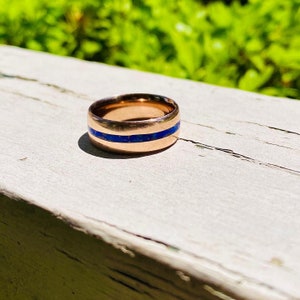 14k Gold and Lapis Lazuli Wedding Band