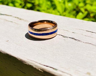 14k Gold and Lapis Lazuli Wedding Band