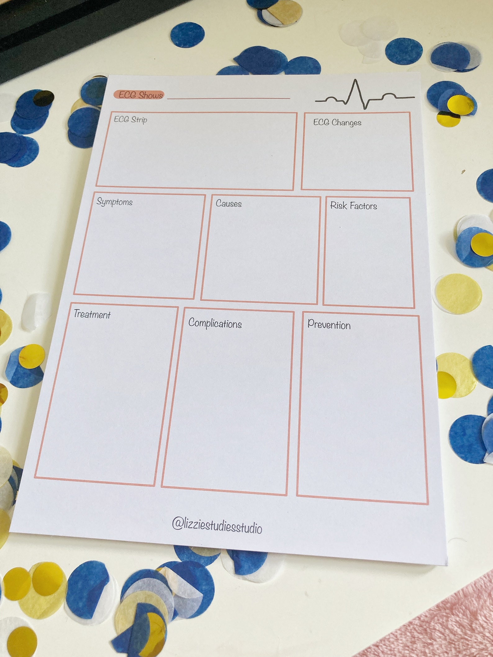 ECG revision sheet template pad Etsy