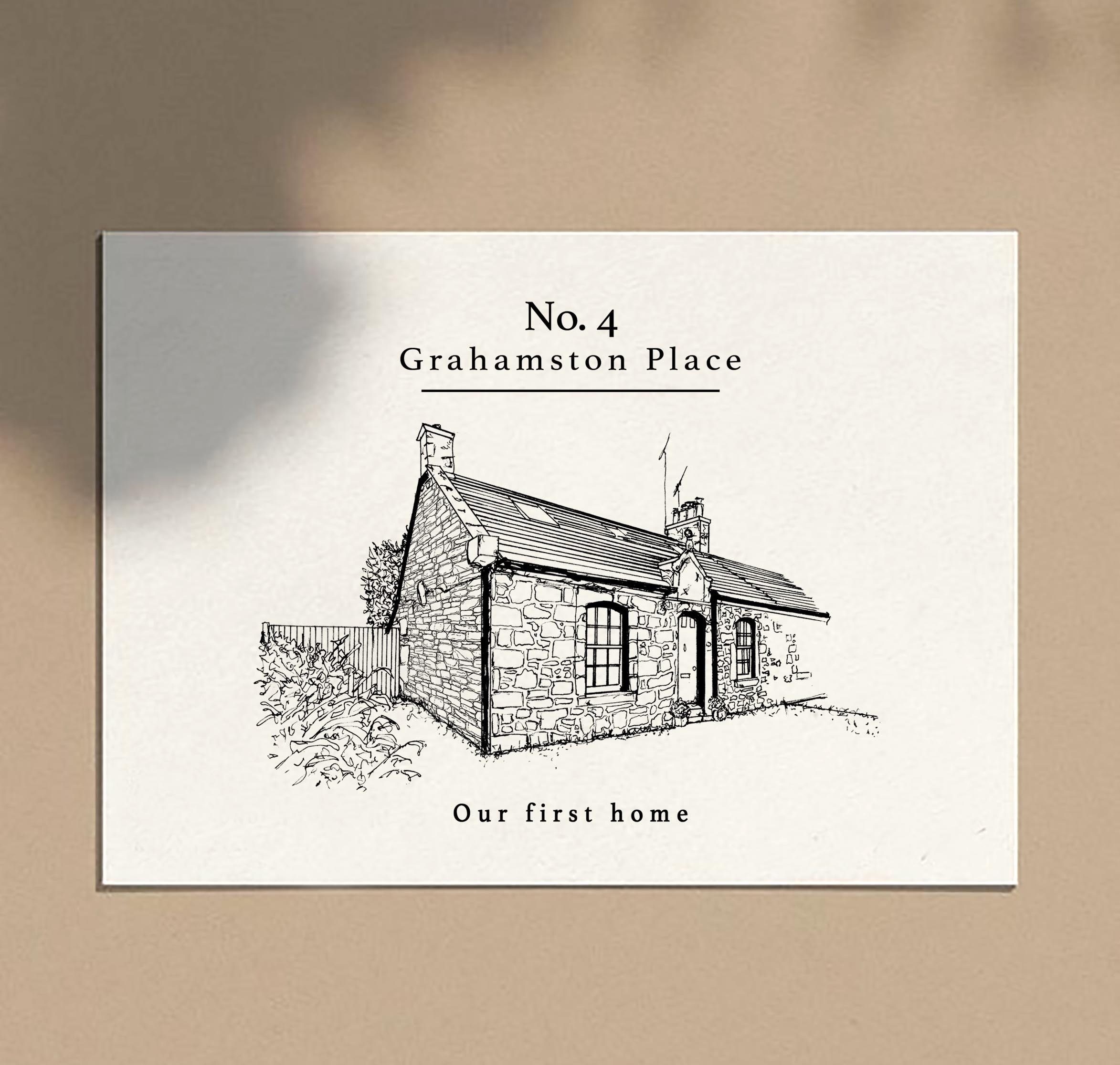 Personalised, Hand Drawn House Portrait, building drawing, fine Line …