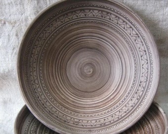Rustic Pottery Serving Plate 20 cm ( 7.87 inc) Rustic Pottery Bowl, Salad Clay Bowl, Handmade Stoneware Bowl, Anniversary Exclusive Gift