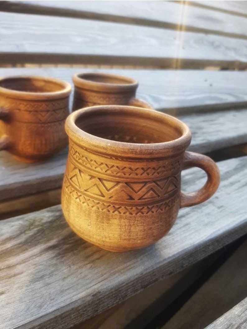Rustic mug Terracotta Pottery mug Rustic pottery Rustic coffee Etsy