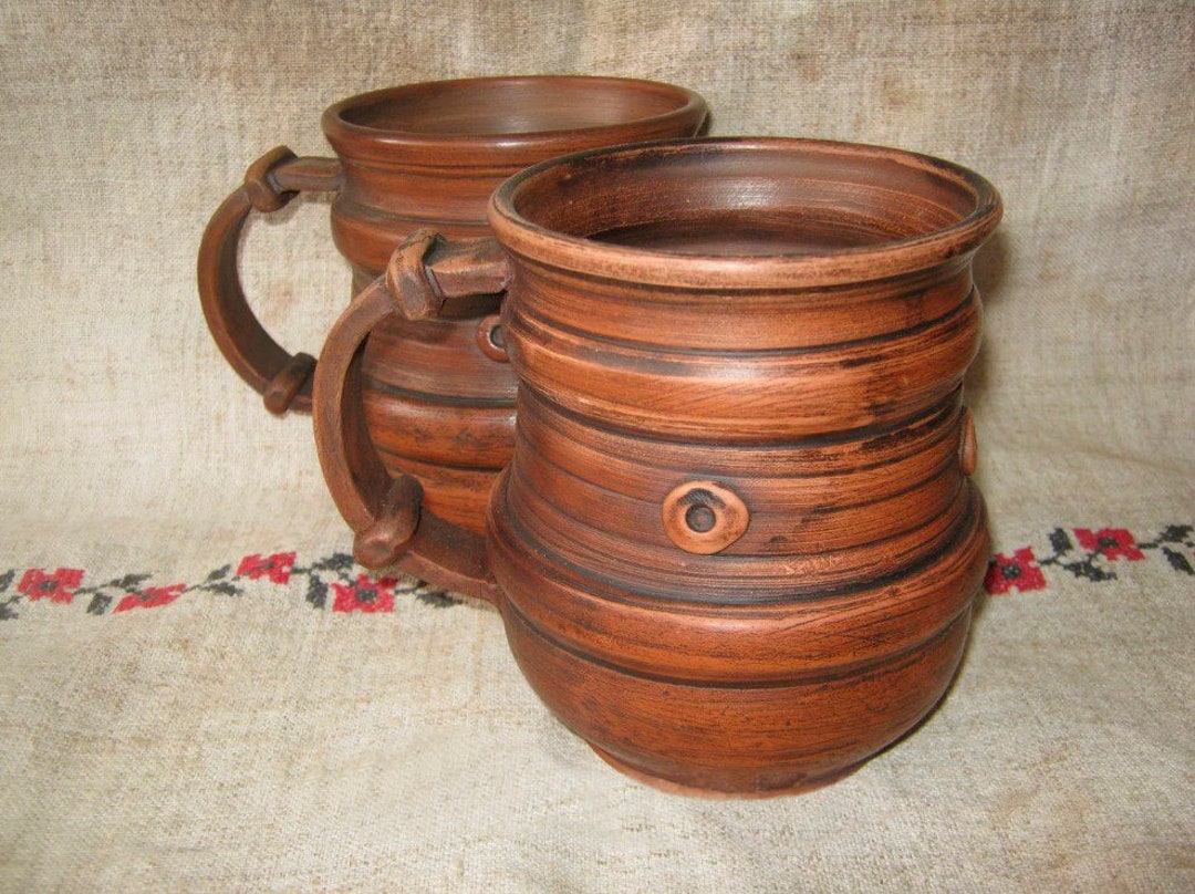 Rustic Pottery Coffee Mugs 600 Ml ECO Mugs Terracotta, Pottery Beer Mugs, Handmade Pottery Mug
