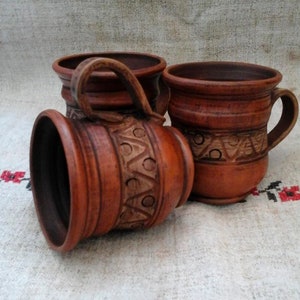 Rustic mug, Ukraine, Pottery Mug 16 fl.oz, Terracotta Rustic Mug/Cup, Clay Mug Folk Art, Pottery Workshop, Gifts Ideas image 3